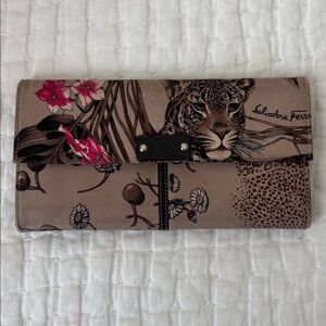 Salvatore Ferragamo Leopard Print Wallet with Floral Accents